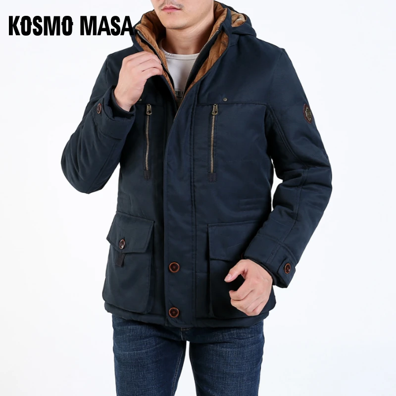 Теплая Флисовая Длинная зимняя куртка KOSMO Mass Мужская водонепроницаемая с