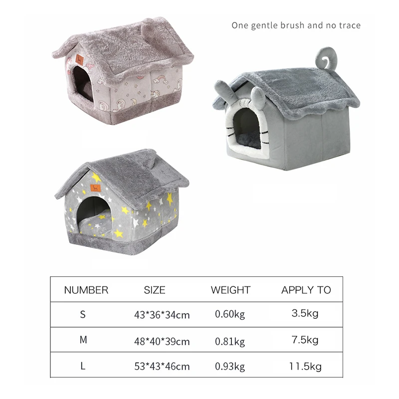 

Foldable Cat Bed House Pet Kennel Mat For Small Dogs Cats Warm Cat Tent Removable Puppy House Pets Deep Sleeping Nest Supplies