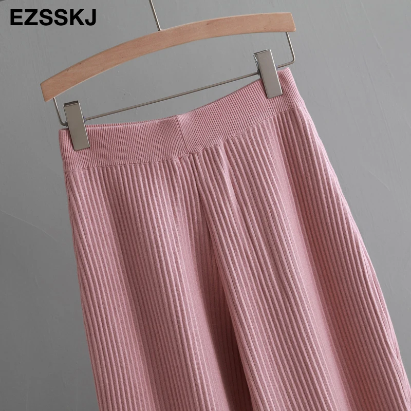 casual Elastic Waist Trousers Thick Knitted Women Harem Pants Autumn Winter Sport swear female sweater Radish pants Grandma