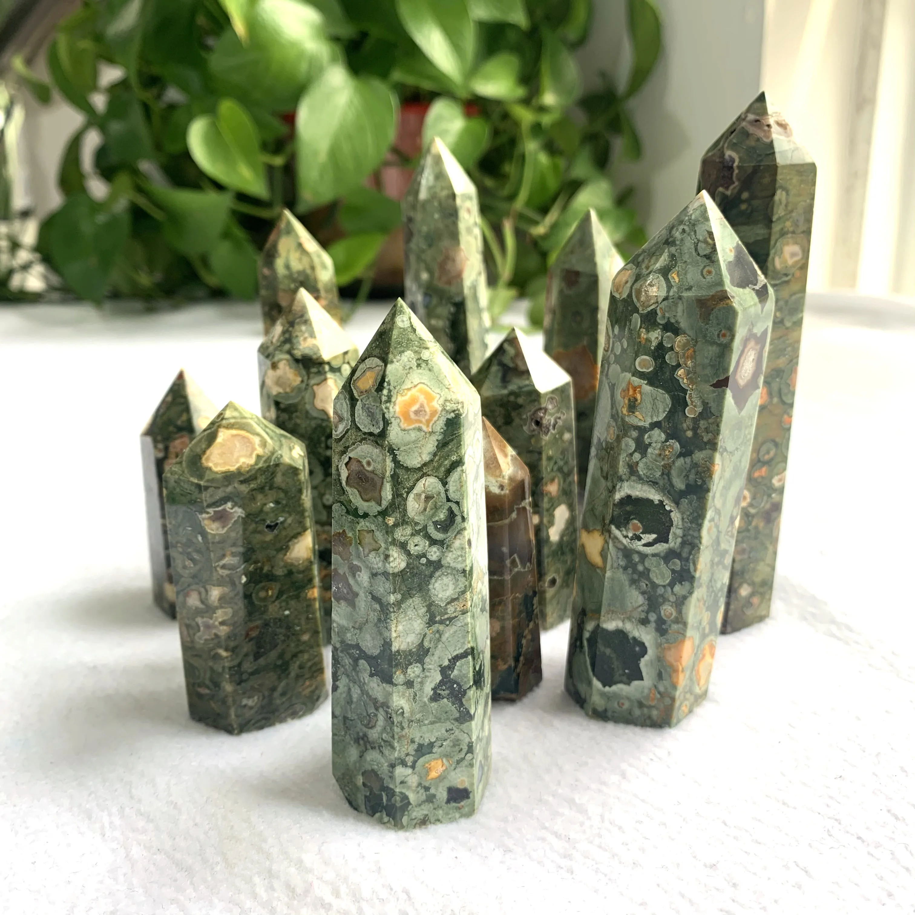 

Wholesale 6.5-13.5cm Crystal kambaba Jasper Pointed Healing Energy LPS