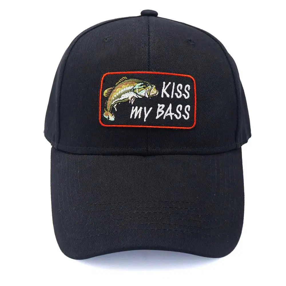 

KISS MY BASS FISHING Logo Embroidery Patch Vintage Mesh Solid Foam Trucker Cap
