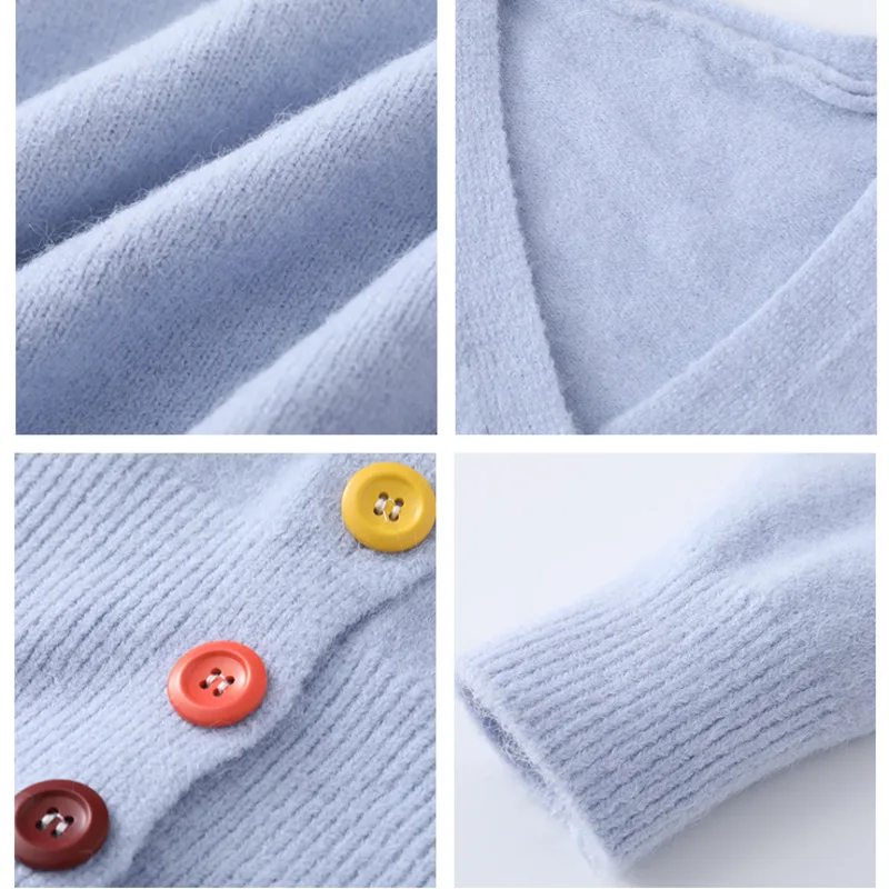 

Cardigans V neck Chic Knitwear Open Stitch Sweaters Colorful Button Short Cropped Knit Cardigans 2021 NEW Women Spring Sweaters