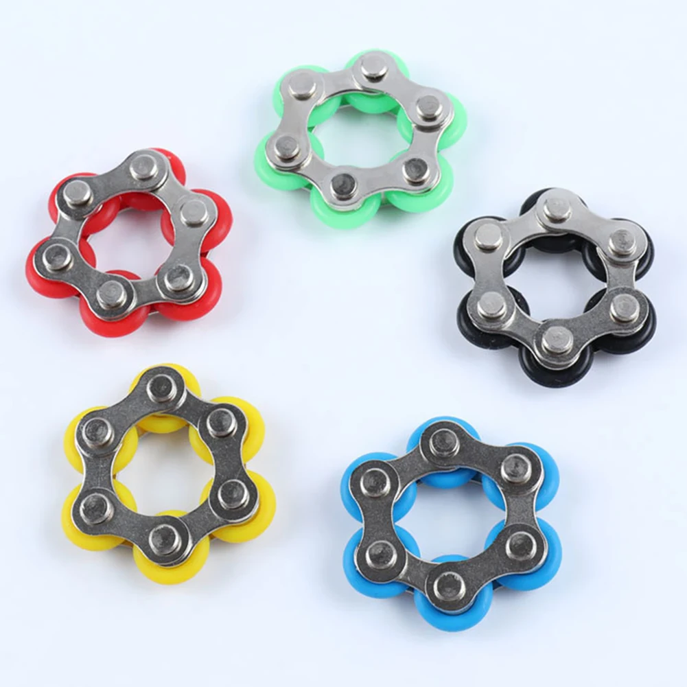 

6 Knots Bicycle Chain Buckle Fidget Toy Stress Reliever Anxiety Relief Vent Decompression for Kids Adults Key Ring Finger Toys