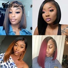Парики из человеческих волос Trueme L Part, черные парики с фронтальным кружевом для чернокожих женщин, бразильские Прямые Человеческие волосы Remy Ombre, короткие модные парики
