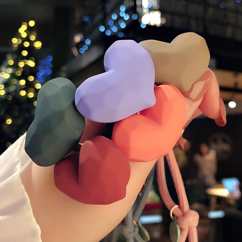 Резинки для волос с сердечками женщин и девочек милые резинки камнями аксессуары