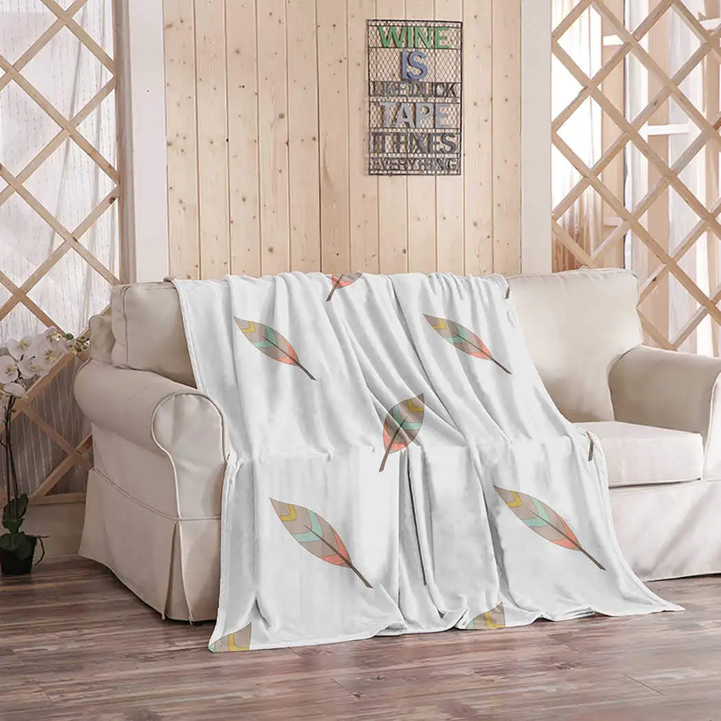 

Kuidf Boho Throw Blanket Feather Flannel Bedding Blankets Luxury Oversized for Couch Bed or Sofa 150x200cm