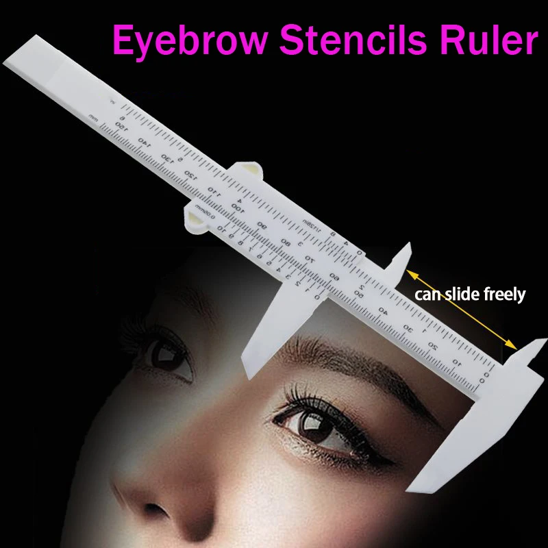 

Microblading 150mm Plastic Vernier Caliper Reusable Permanent Makeup Tattoo Eyebrow Measure Ruler Double Scale Measurement Tools