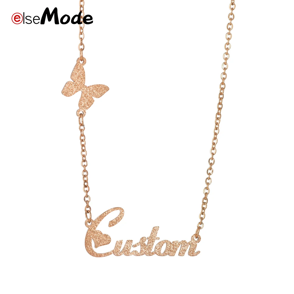 ELSEMODE матовые ожерелья с именем бабочки на заказ золотые женские свадебные