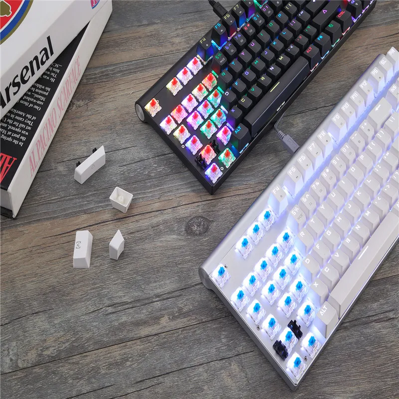 Motospeed CK101 Проводная Механическая клавиатура металлическая 87 клавиш RGB игровая