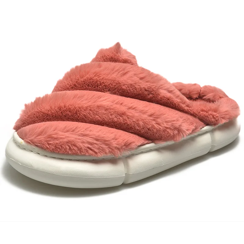 Women Winter Slippers Home Shoes Ladies Soft Thick Plush Eva SoleMen Platform Couples  Fluffy House Slides Chaussure Femme