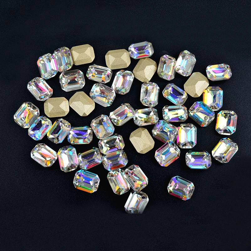 Кристаллы AB 3D Стразы для дизайна ногтей драгоценные камни с плоской задней
