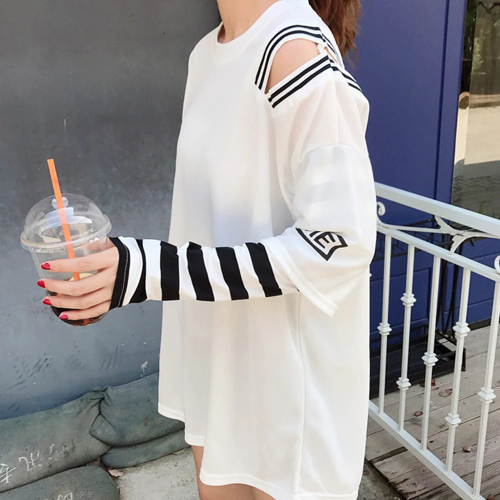 Daily Spring Round Neck Tops Long Sleeve Polyester Letter Jazz Party Dance Fashion Women T Shirt Hip Hop Casual | Женская одежда