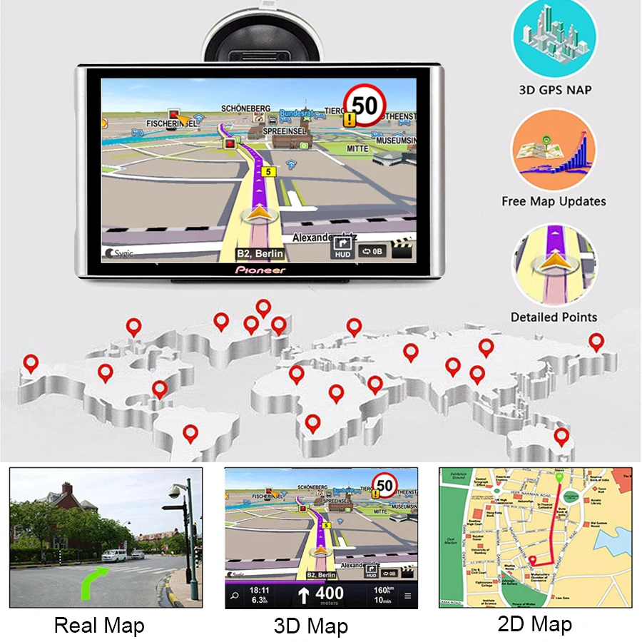 Автомобильный видеорегистратор 7 дюймов с GPS навигацией двойной камерой Android WiFi