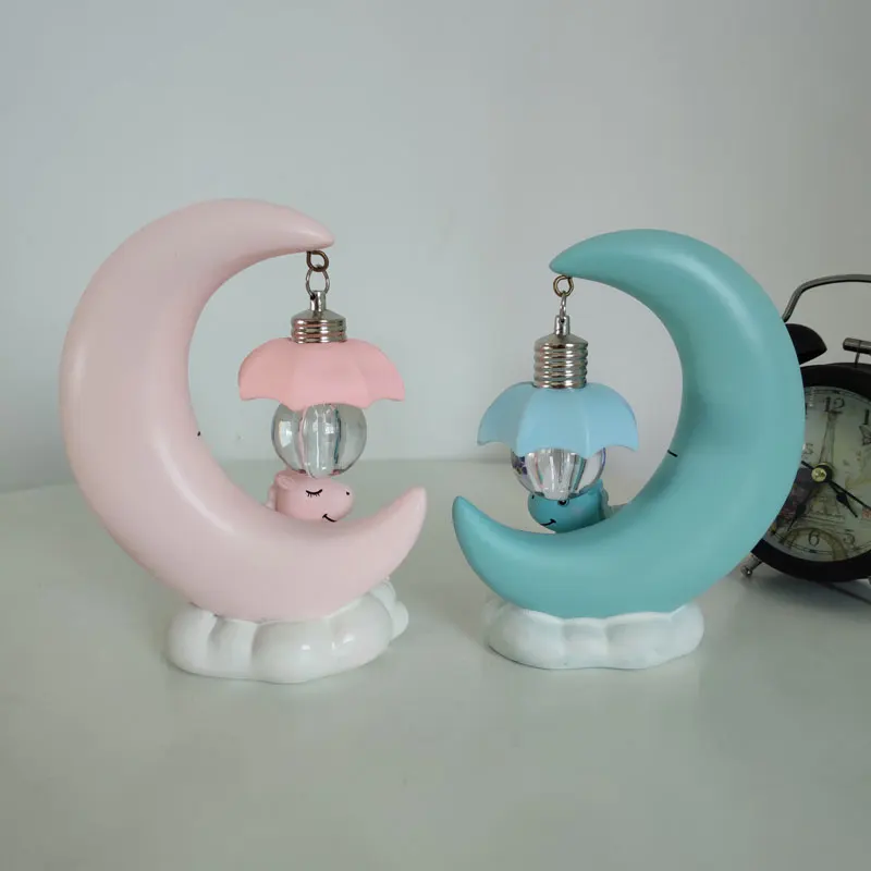 Ночник в виде единорога и Луны светодиодный светильник мультяшной смолы ночник
