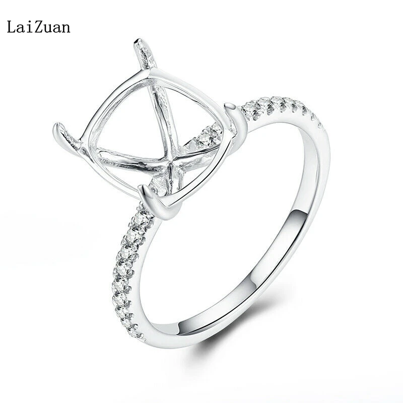 

10k White Gold Diamond Wedding 10x9mm Emerald/Radiant/Cushion Semi Mount Ring