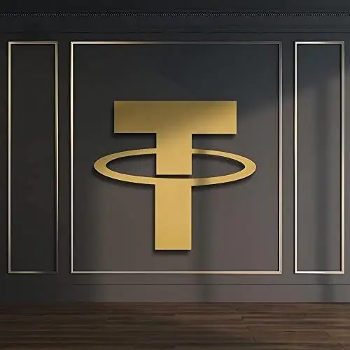 

Etgshop Metal Wall Decor Crypto Currency Wall Art Model (19x19, Tether Gold)