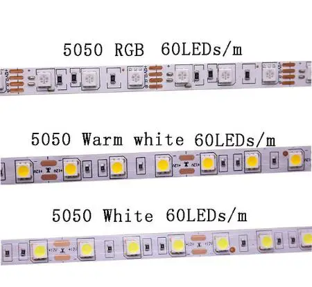 5050 60LEDS 1M Светодиодные ленты 5 м 2835 5730 5050 5054 RGB CCT RGBCCT RGBW/RGBWW теплый белый 60/120/240/480 светодиодный 4in1 12V 24V ленты светильник полосы Гибкие - Испускаемый цвет: 5050 60LEDS 1M