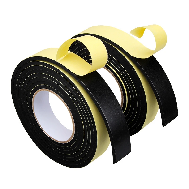 Thick Foam Self Adhesive Tape for Sound Insulation Shock Absorption Weather Stripping Draft Seal Door Windows Black Single Sided