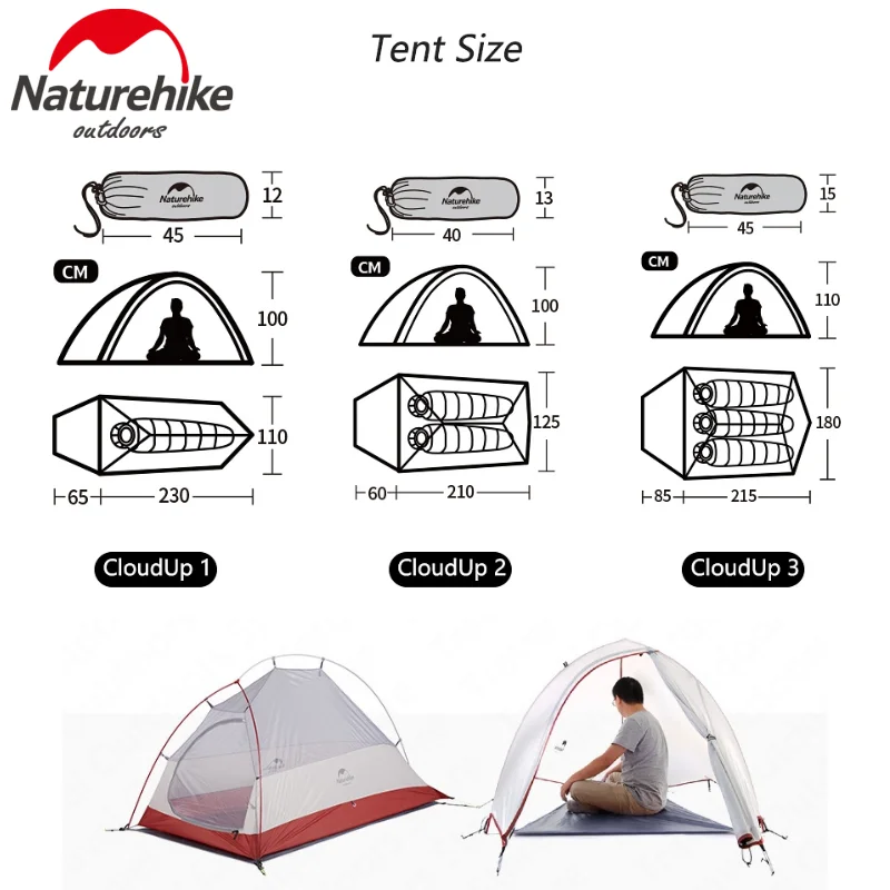 Туристическая палатка Naturehike Cloud Up 1 2 3 Модернизированная Ультралегкая