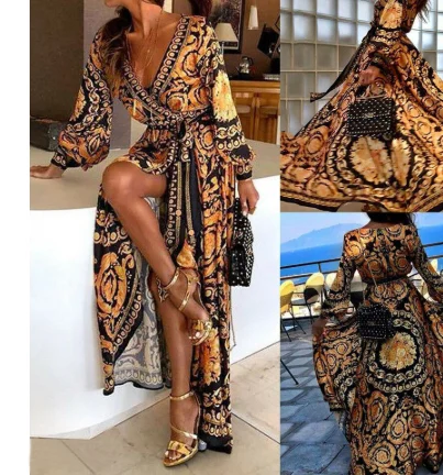 Женское длинное платье модное повседневное Пляжное летнее | Женская одежда