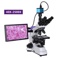 professional lab biological hd trinocular microscope zoom 2500x 216mp electronic digital camera usb hdmi vag 10 inch lcd