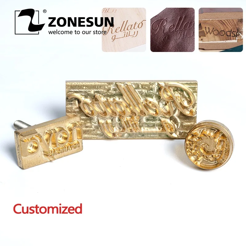 ZONESUN кожаный штамп с пользовательским логотипом Горячая латунь брендинг