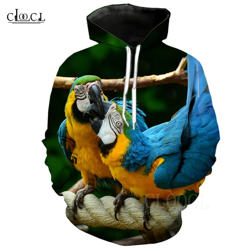 Толстовки с изображением животных свитшоты для пар 3D принтом в виде попугаев