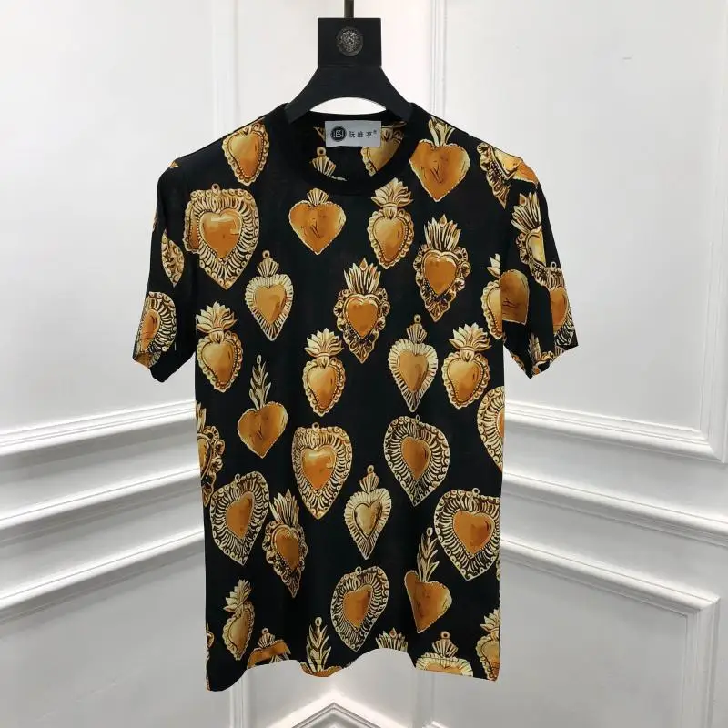 

2020 осень 19fw новые модные футболки с принтом королевской короны сердца футболка для мужчин хлопковая известная брендовая одежда Топ в стиле ...