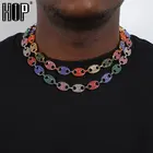 Ожерелье Стразы мужское многоцветное из металлического сплава с фианитами в стиле хип-хоп