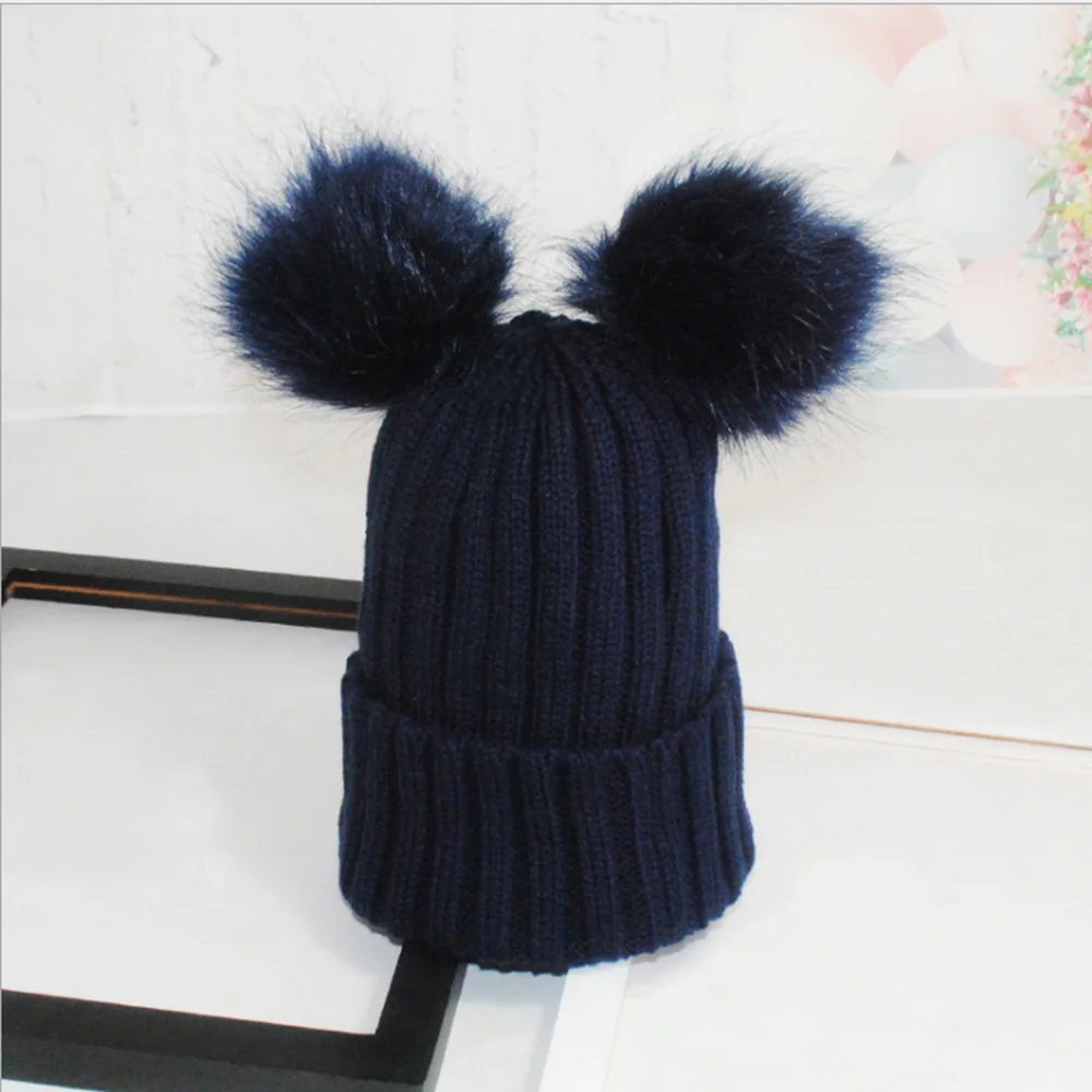 Новинка модная женская зимняя теплая вязаная крючком Шапка бини с меховым