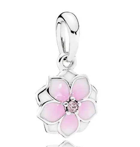 Натуральная 925 Стерлинговое серебро бусинки очаровательные розовые эмалевые