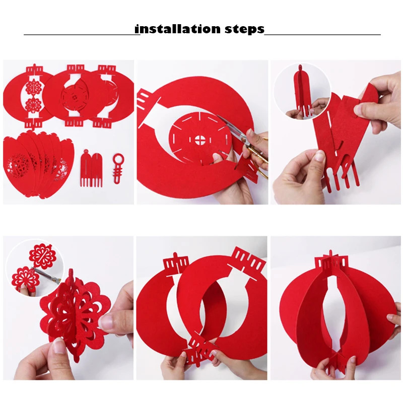 Украшение на новый год с китайским красным фонарем из нетканого войлока