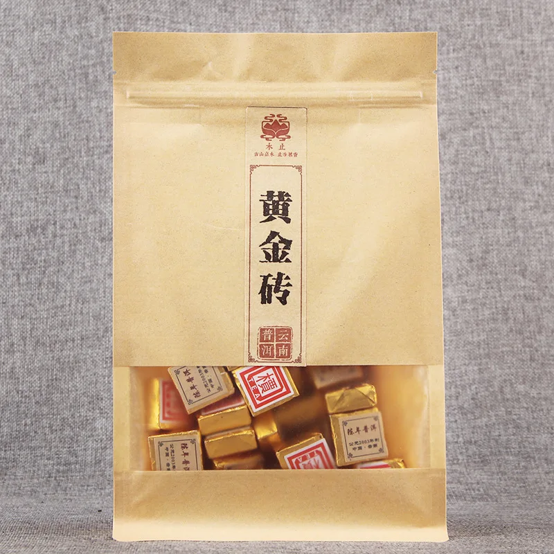 

China Yunnan Ripe Tea Small Golden Brick Xiaotuo Puer Tea Small Square Cake Mellow Golden Brick Tea Paper Bag 250g