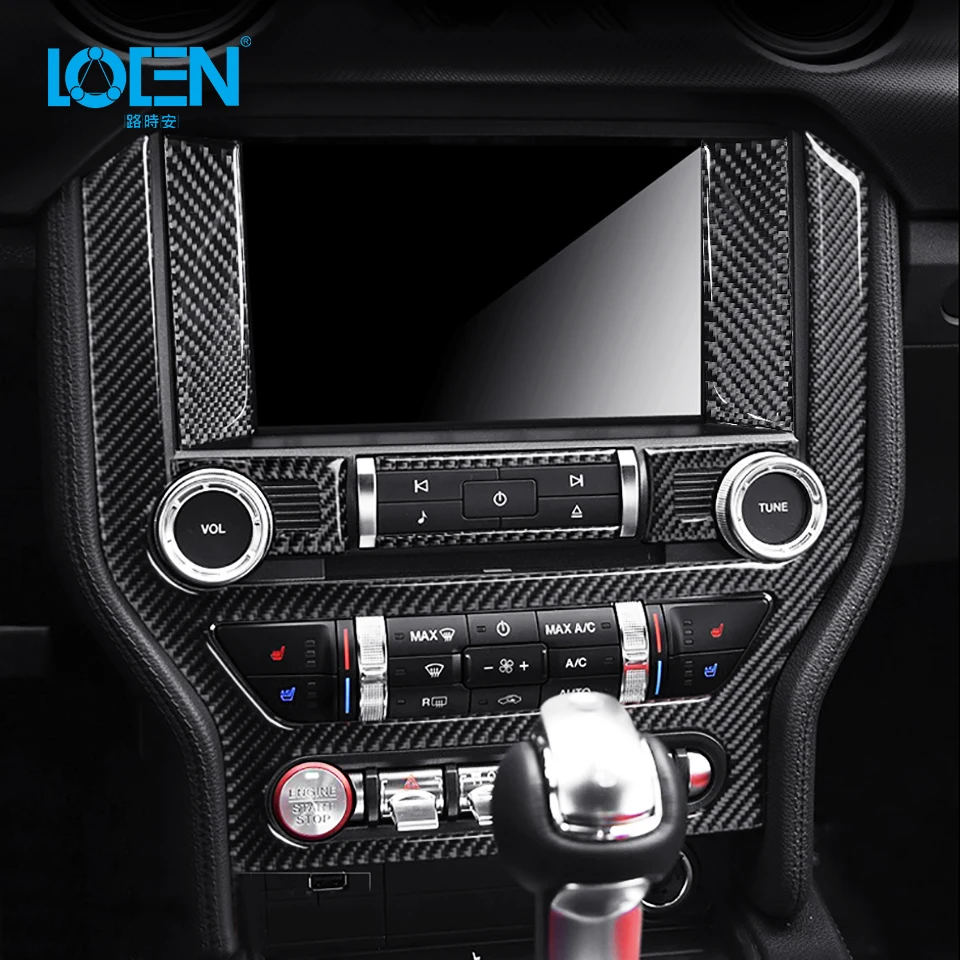 

Для Ford Mustang углеродное волокно центральное управление кондиционирование CD панель Крышка отделка наклейка автостайлинг 2015-2017