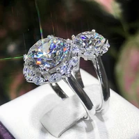 925 silver plated net red hot queens big diamond dove egg 5 carat white zircon wedding engagement ring jewelry