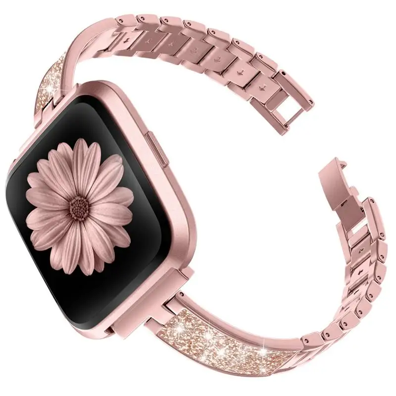 PGoldSri3 Металлический браслет из нержавеющей стали, ремешок для Fitbit Versa, женский тонкий ремешок, сменные браслеты для Versa Lite, специальное издание - Цвет ремешка: PGoldSri3