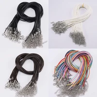 10 pcslot 1 52 mm real leather handmade adjustable braided rope necklaces pendant charms findings lobster clasp string cord