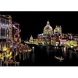 Venice Scratch Night View Poster Sticker Deluxe Erase Black Scratch World Map Scratch Off Foil Layer