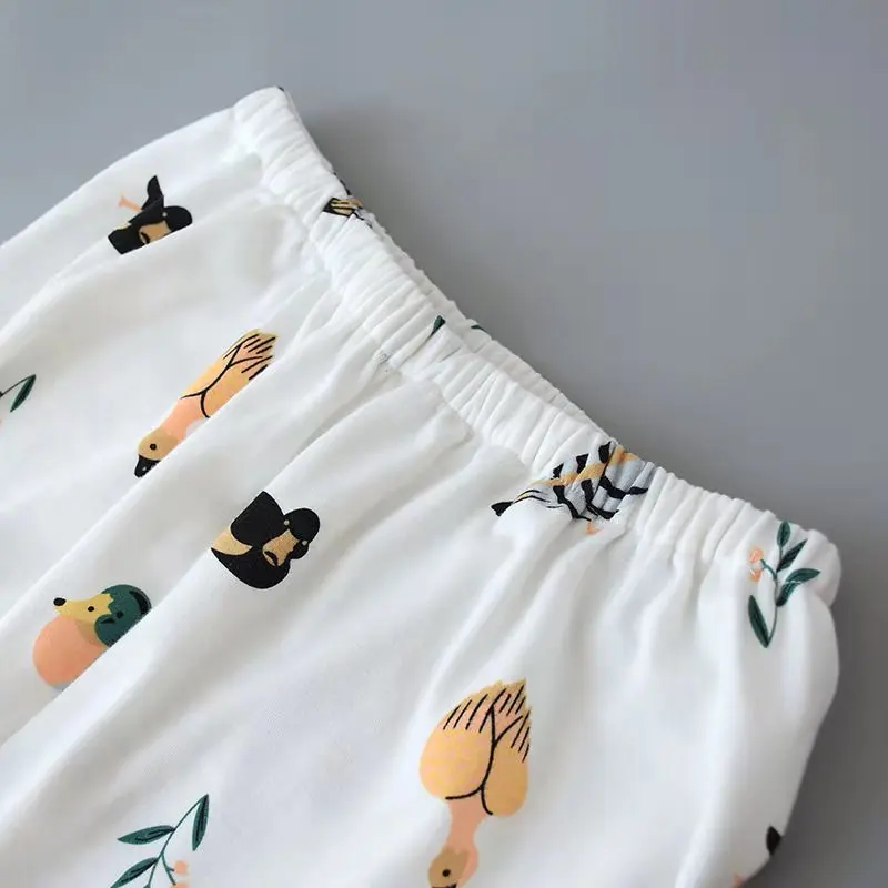 

Pajamas Set Women Cotton Turn-Down Collar Autumn Long Sleeve Trousers Suit Cute Cartoon Casual Homewear Sleepwear Pyjamas Set Ni