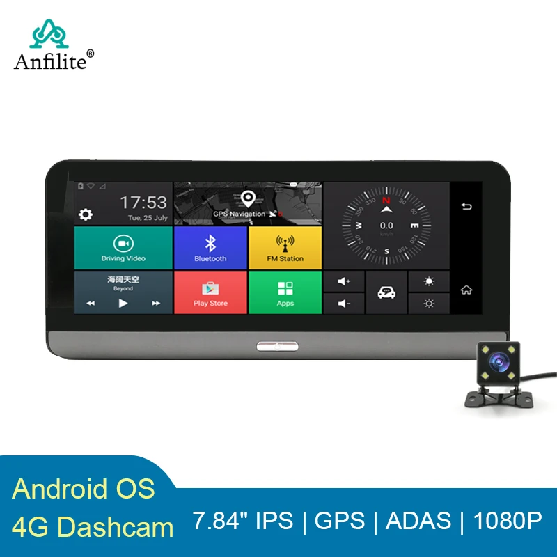 Anfilite 8 &quot4G Автомобильный видеорегистратор GPS навигация Android 3 в 1 WiFi Bluetooth ADAS карта