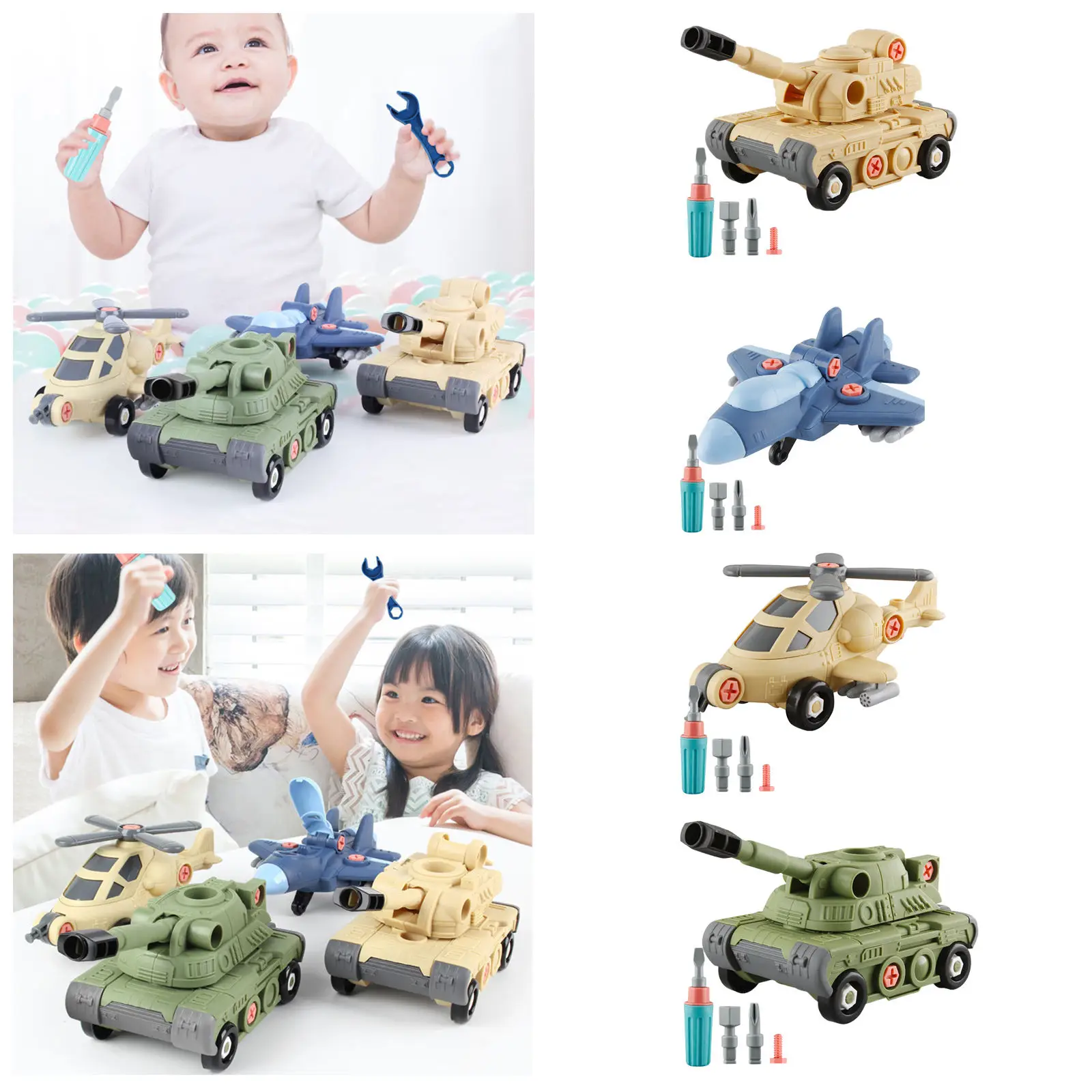 

Mini Tank Plane Car Model, Aircraft Vehicle Armour Toys, DIY Puzzle Assembling Helicopter Plaything for Kids Birthday Gifts