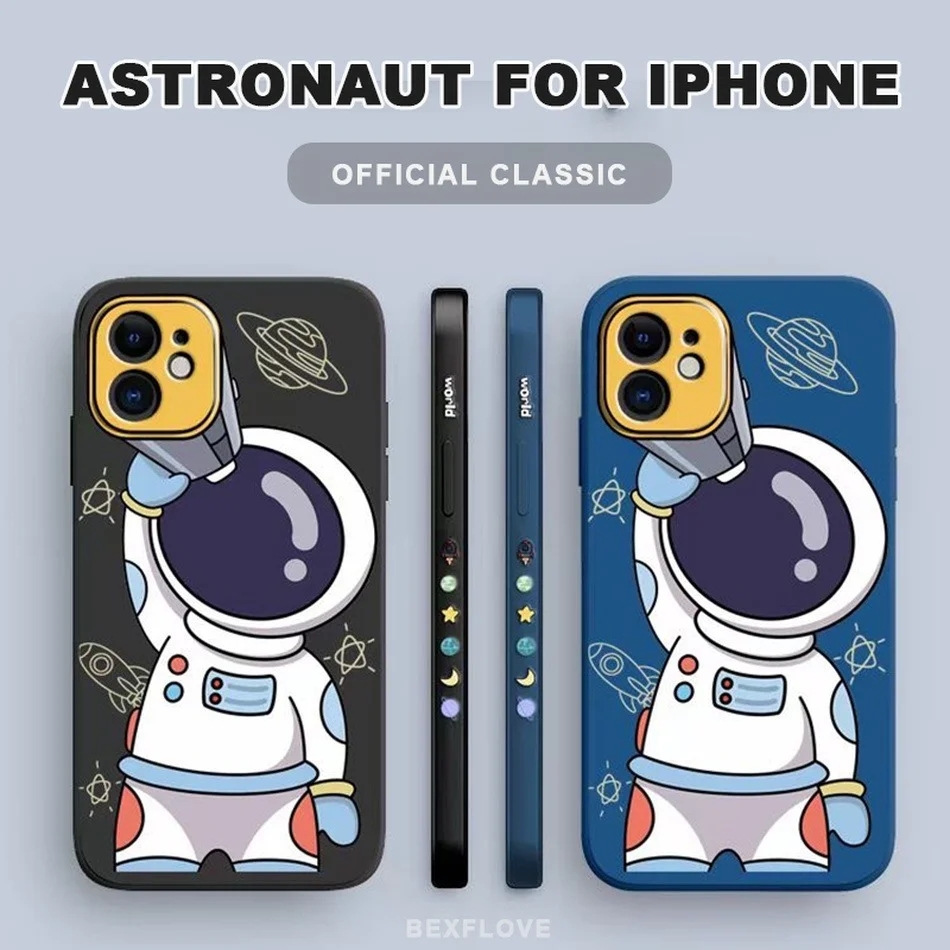 Чехол с мультяшным космосом астронавтом для iPhone 11 13 12 Pro Max Mini XS XR X 6 8 7 Plus мягкий