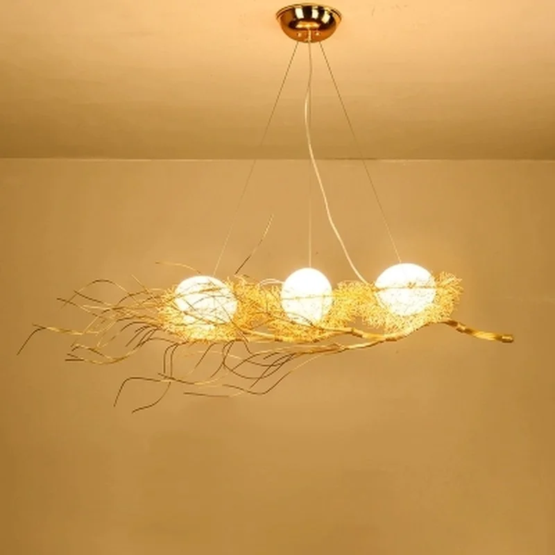 Современная люстра освещение для золотого птичьего гнезда столовой хрустальные