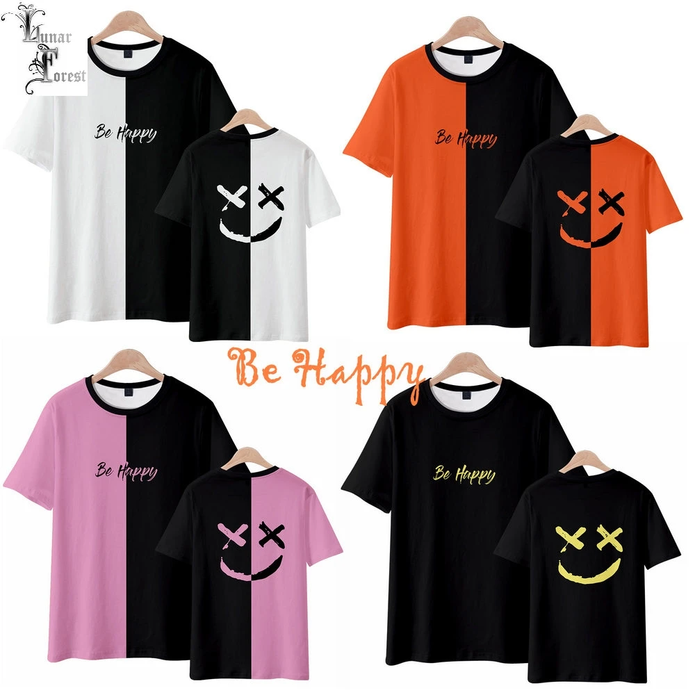 Camiseta con cara sonriente lil peep 3D para hombres y mujeres, camisa de gran tamaño con cuello redondo y manga corta para DJ, Tops Be Happy y lil peep, gran oferta