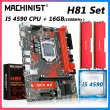 Machinist H81 Motherboard Kit Set With Intel Core I5 4590 LGA 1150 CPU 2pcs x 8GB= 16GB 1600MHz DDR3 Ram Memory H81-PRO S1