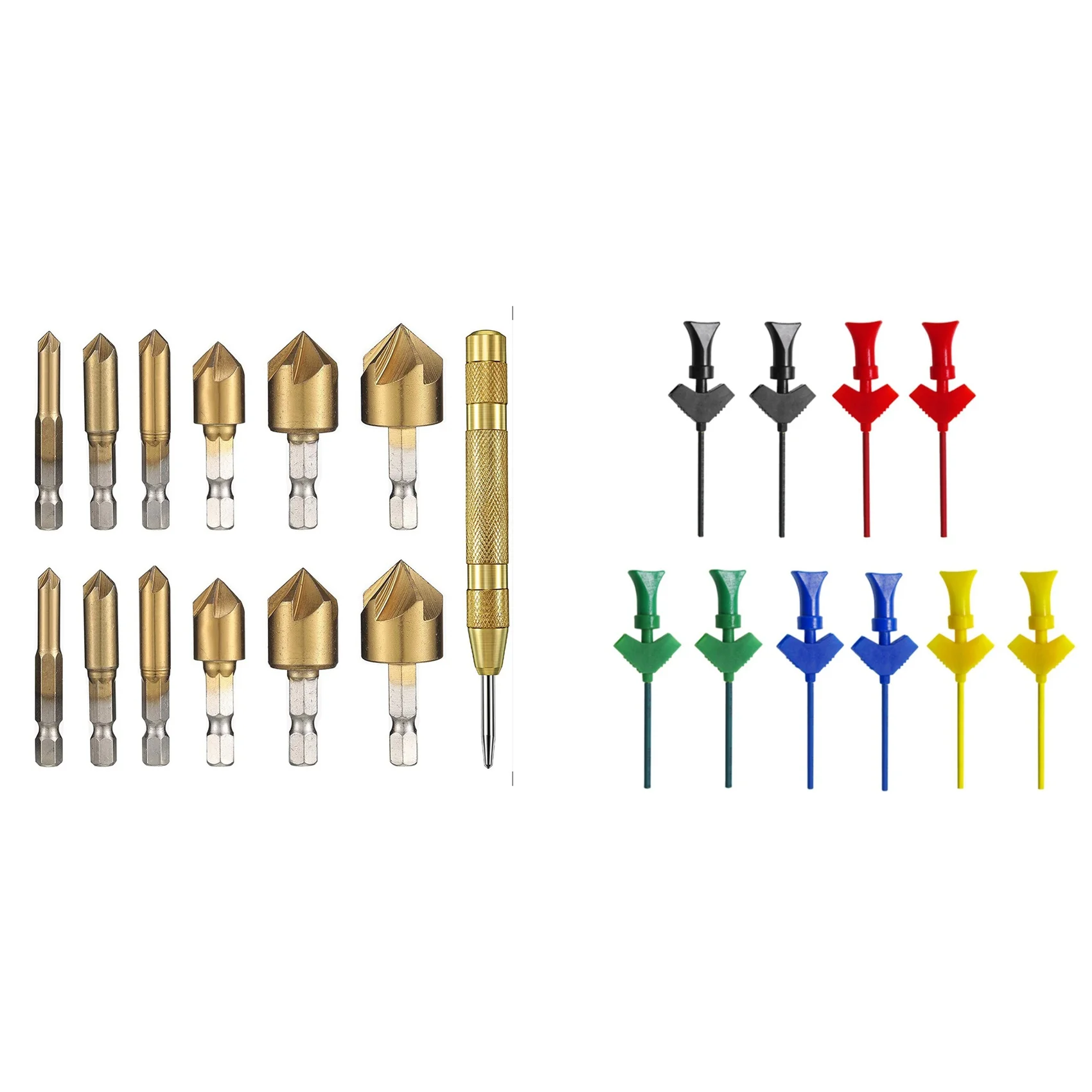 

13 Pieces Countersink Drill Bit Set & 10X Mini SMD IC Test Hook Clip Jumper Test Probe Logic Analyzer Grabber Connect