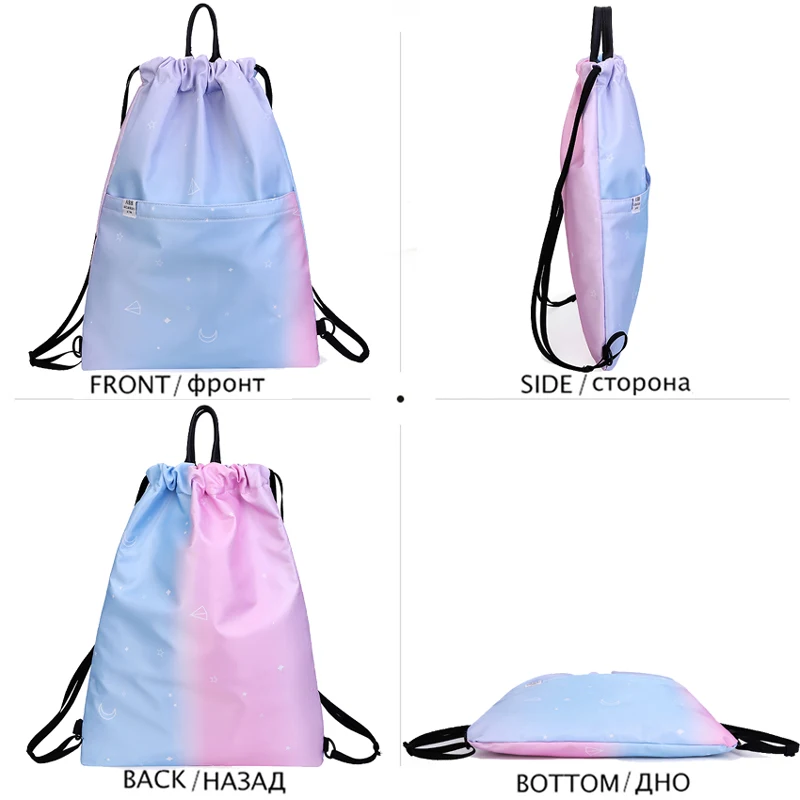 

Fashion Gym Bag Women Drawstring Sports Backpack Bag Waterproof Nylon School Bags for Girls Large Outdoor Travel Bag Summer Bag