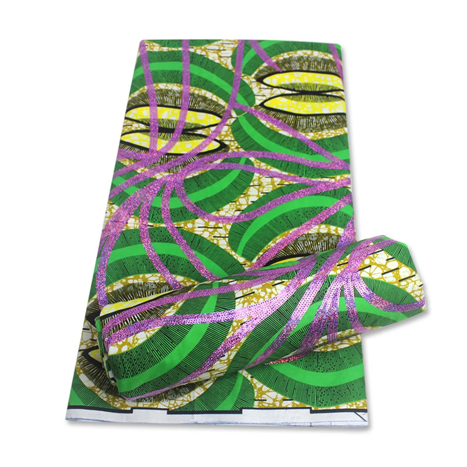 

Latest Sequins African Fabrics 100% Cotton Batiki Wax Prints Kitenge/Pagnes/Kikwembe Embroidered Sequins YXL-109