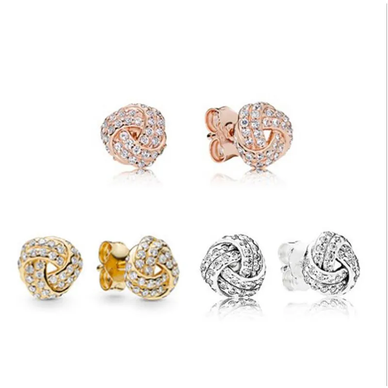 

100% 925 Sterling Silver Rose Gold Shiny Triangle Concentric Knot Pan Earrings