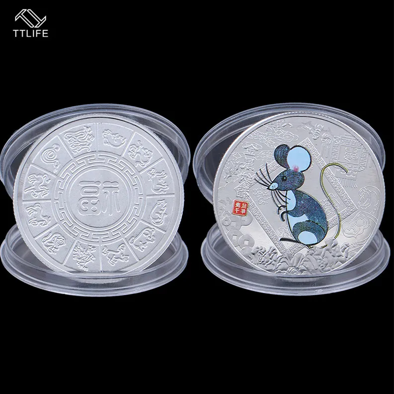 TTLIFE 1 шт. 2020 года бело серые кисточки Монетка китайского зодиака сувенирная